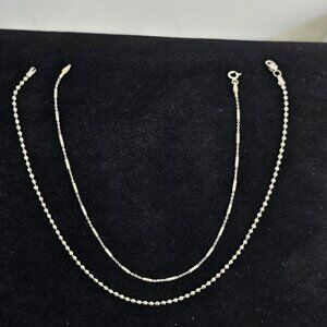 2 Italy 925 Sterling Silver Anklets Bracelets 9” 10.75” Bead Chain 4.5g Read